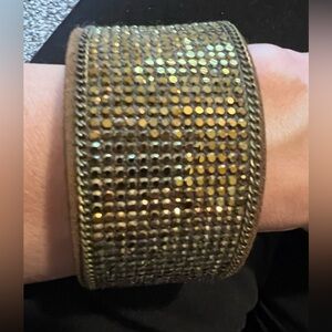 Paparazzi Leather Look Bronze Gold Shimmer Cuff Bracelet